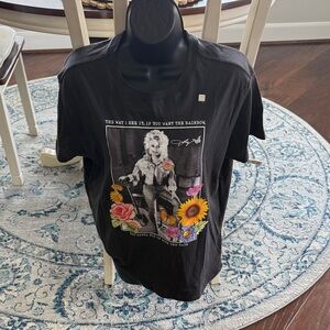 Black Graphic T-Shirt with Floral Design